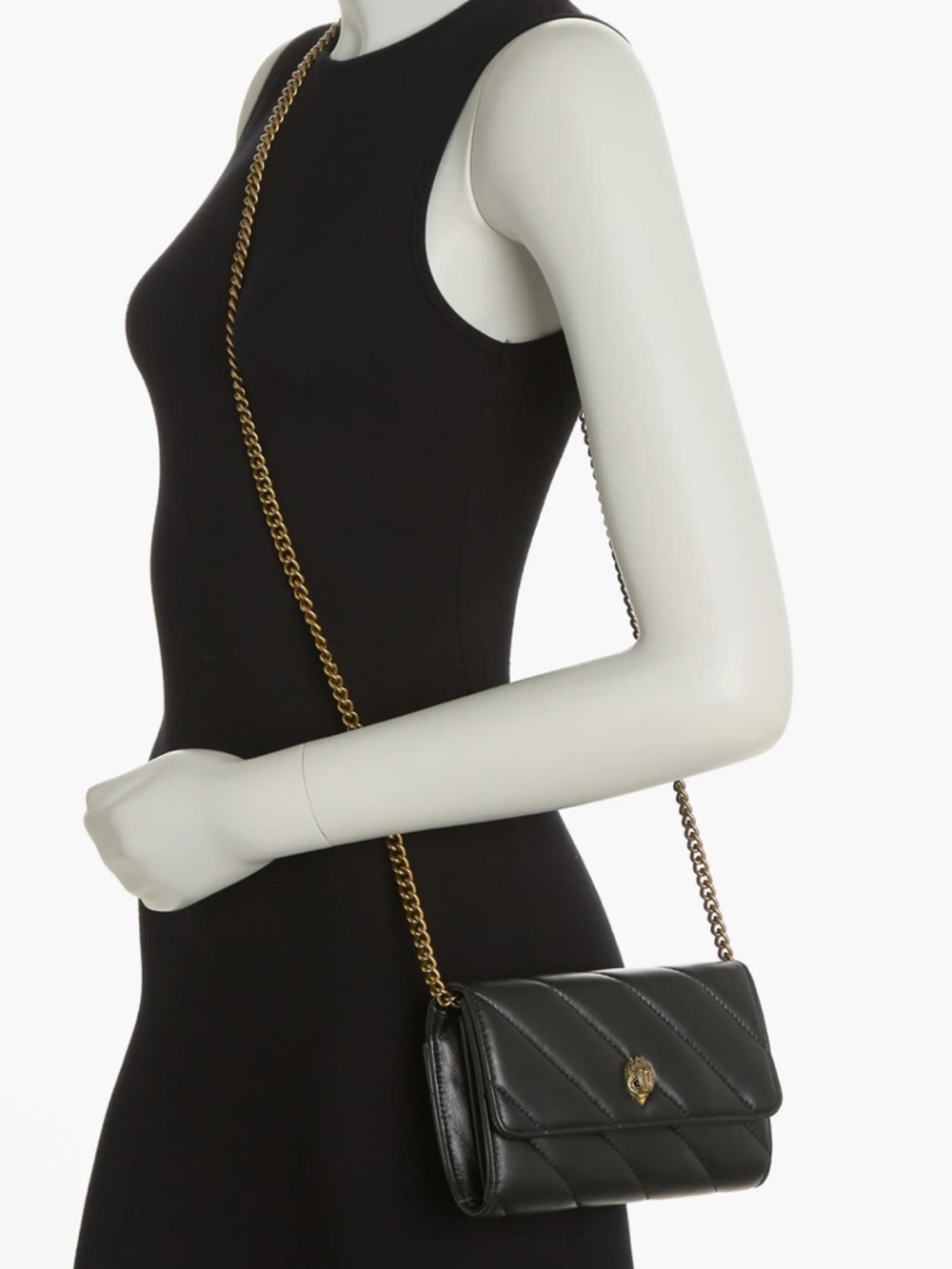 Kurt Geiger Black Soho Leather Wallet on Chain